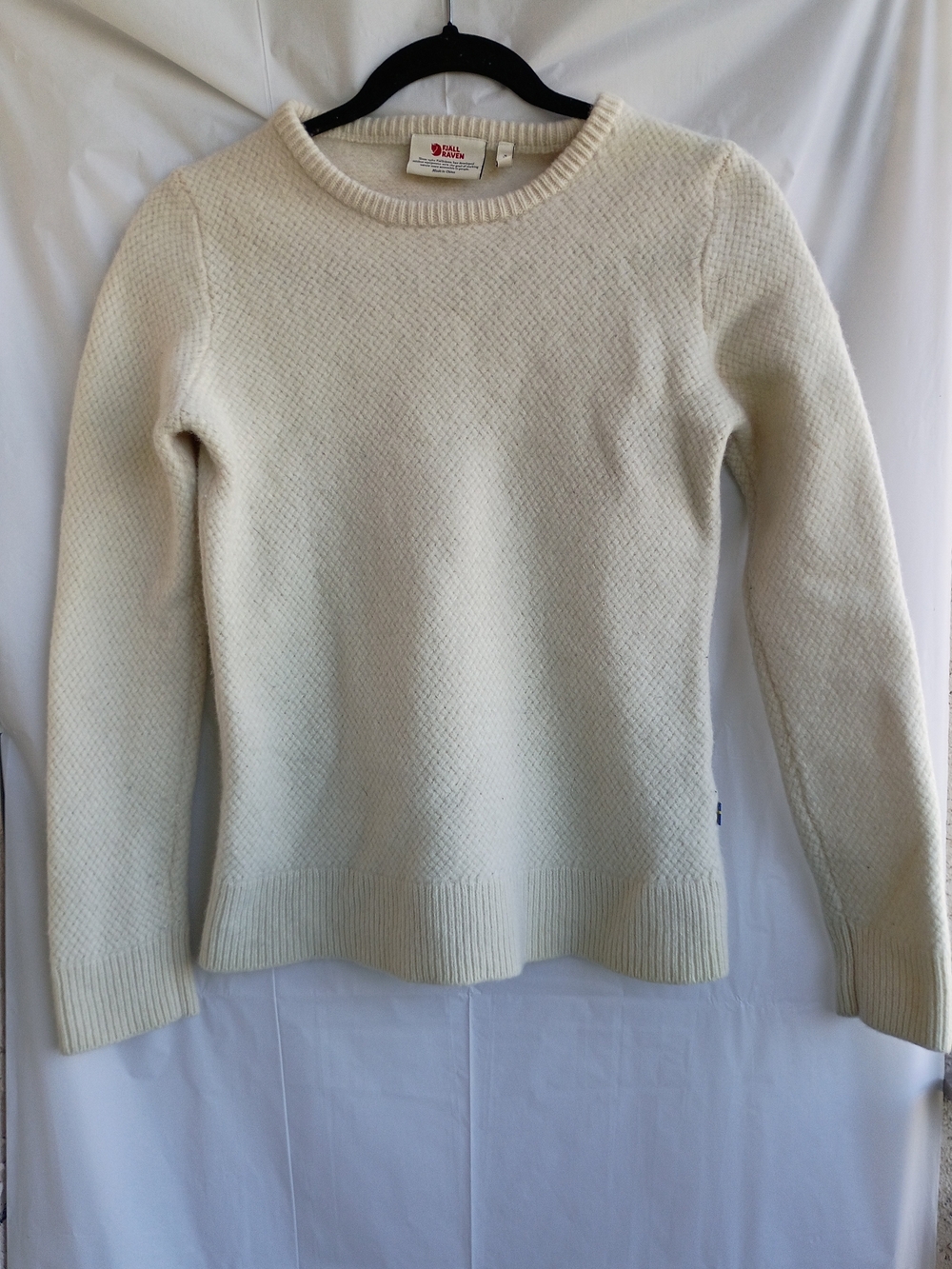 Fjällräven Övik Structure Sweater Off-White Cream 100% Wool Women's Size M